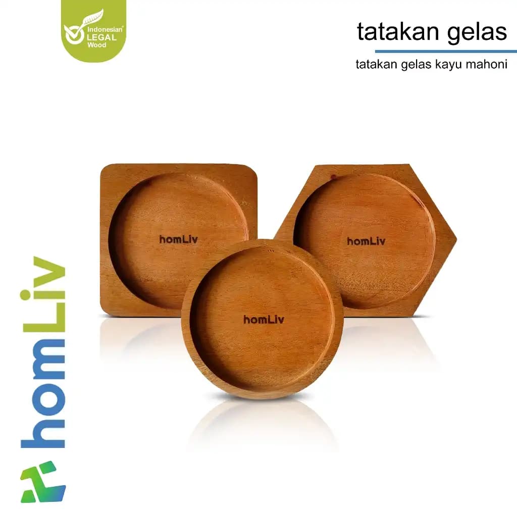homLiv Teak and Mahogany Wood Coasters Aleta Clarita Hexa Wooden Coasters