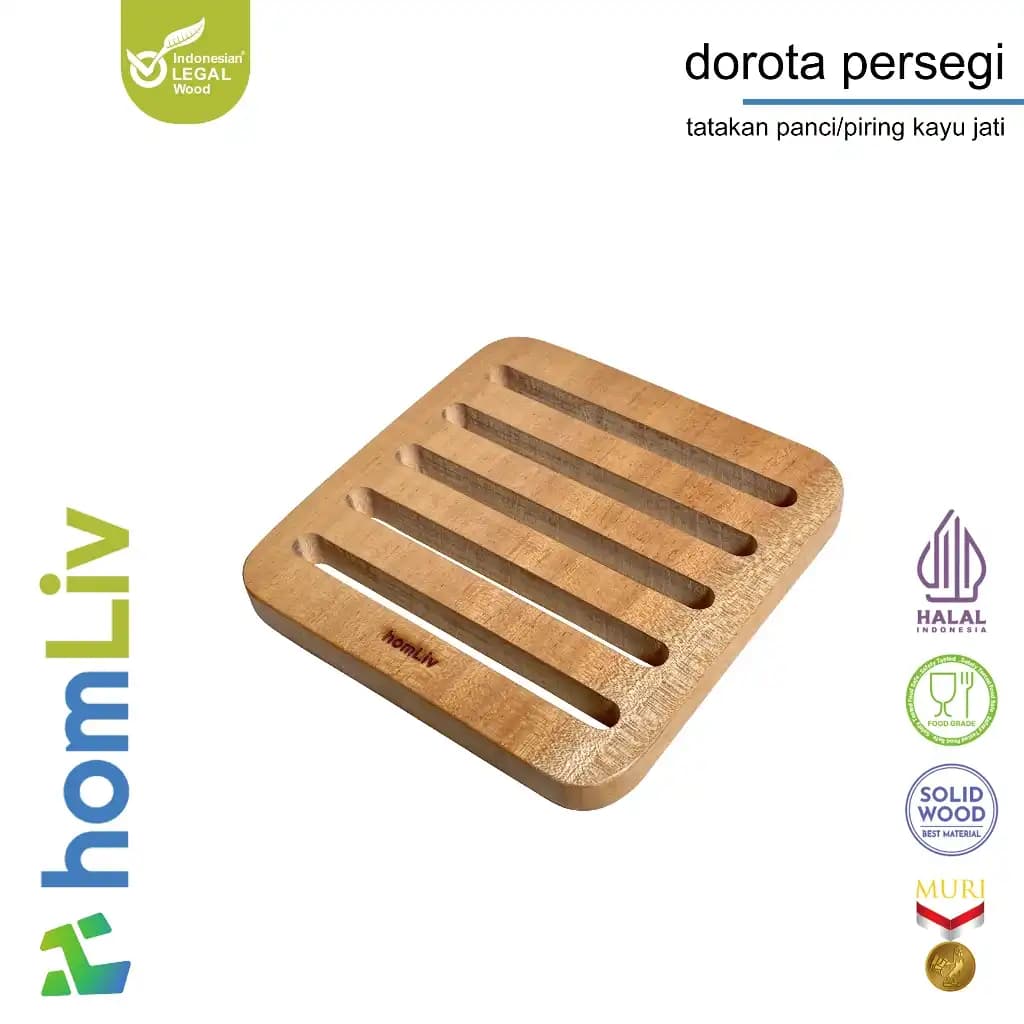 homLiv Mahogany Wood Trivet 15cm Dorota Square Wooden Placemats Pot Holder
