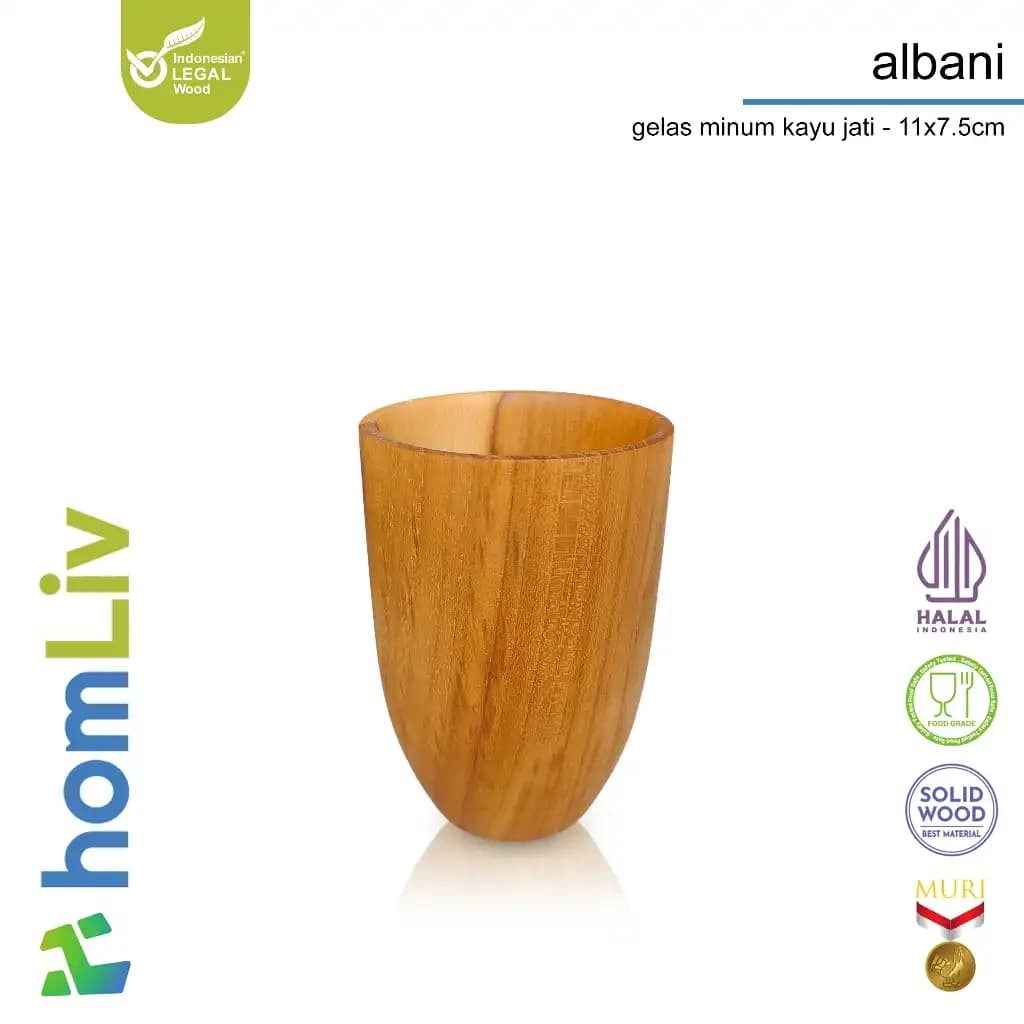 homLiv Teak Wood Drinking Cup Albani Teak Wood Cup Food Grade