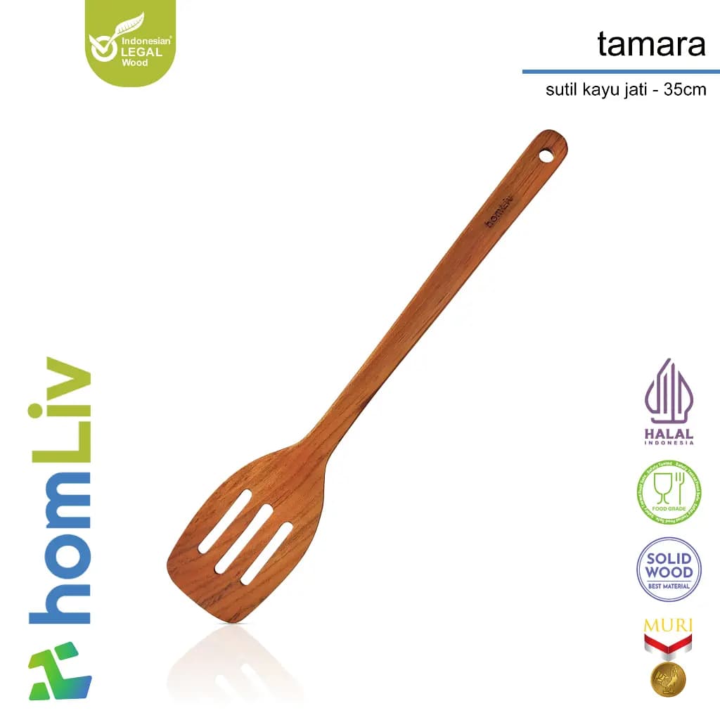 homLiv Teak Wood Spatula 35cm Tamara Food Grade Cooking Utensil