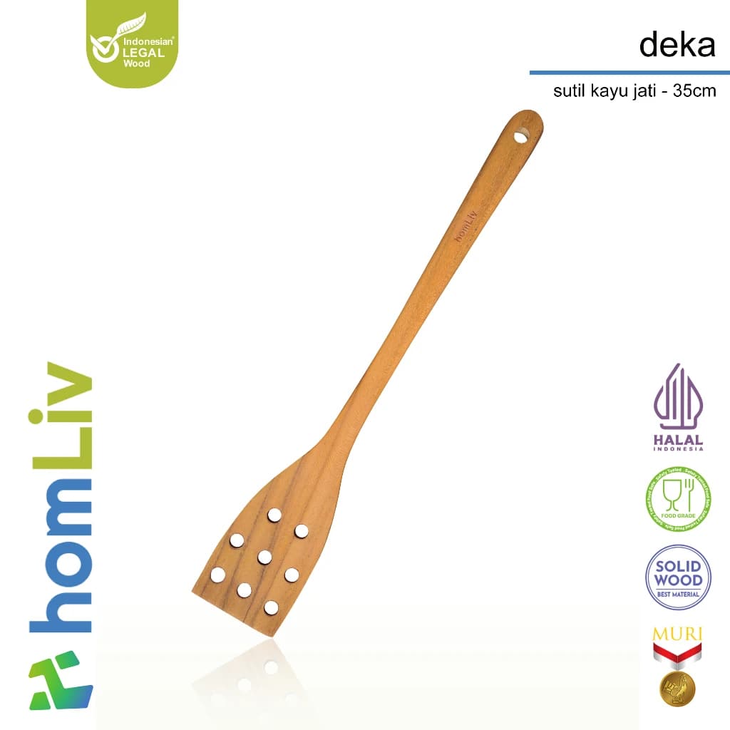 homLiv Teak Wood Spatula 35cm Food Grade Deka