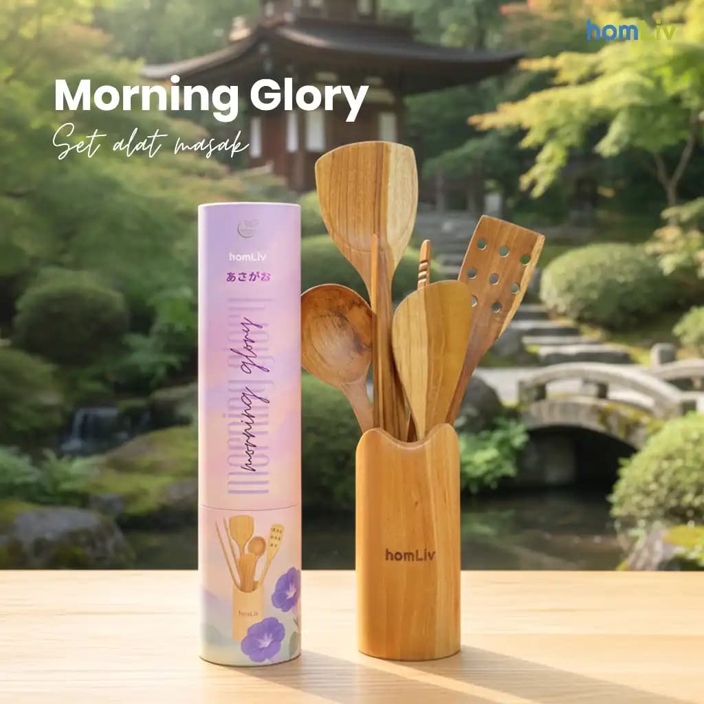 homLiv Morning Glory Wooden Cookware Set Food Grade