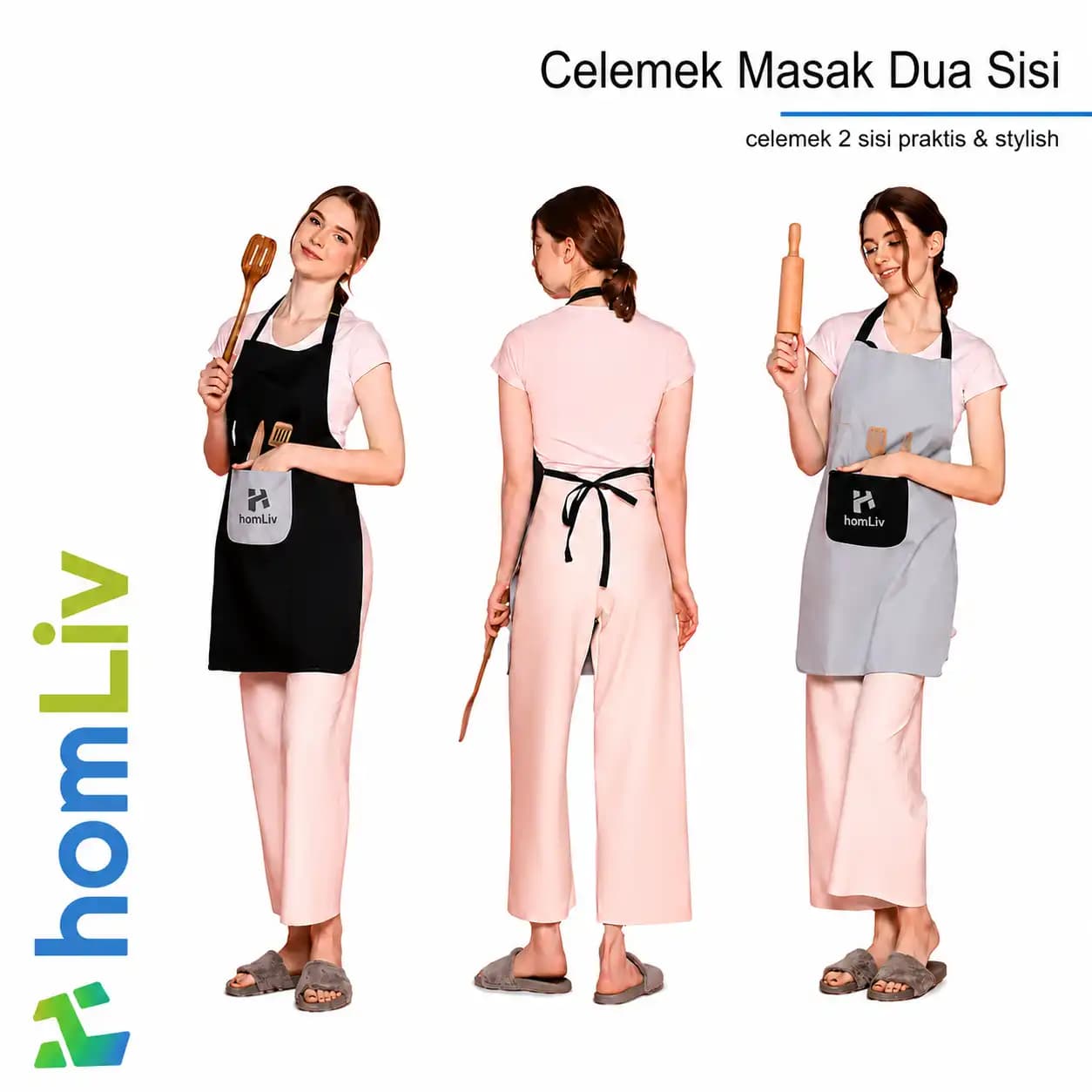 homLiv Premium Two-Sided Cooking Apron - Reversible Baking Apron