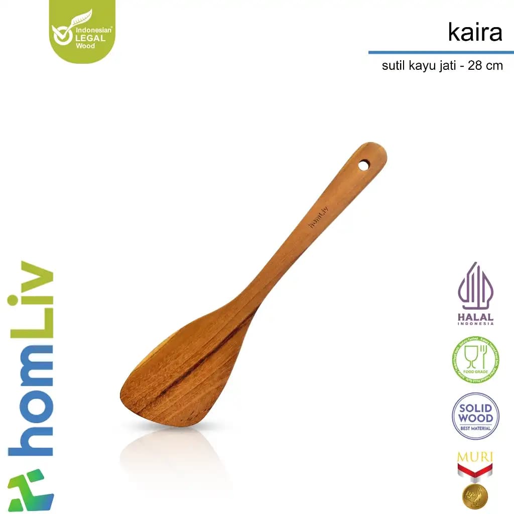 homLiv Premium Teak Wood Spatula 28cm Kaira Food Grade