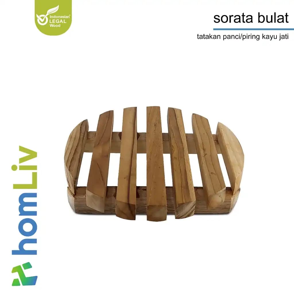 homLiv Teak Wood Round Trivet 15.5cm Sorata Wooden Placemats Pot Holder