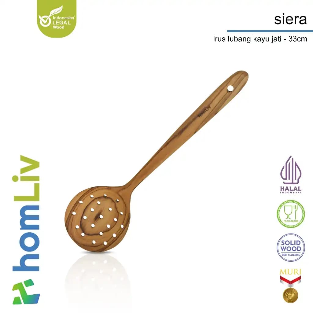 homLiv Teak Wood Strainer Ladle Siera Wooden Strainer Food Grade