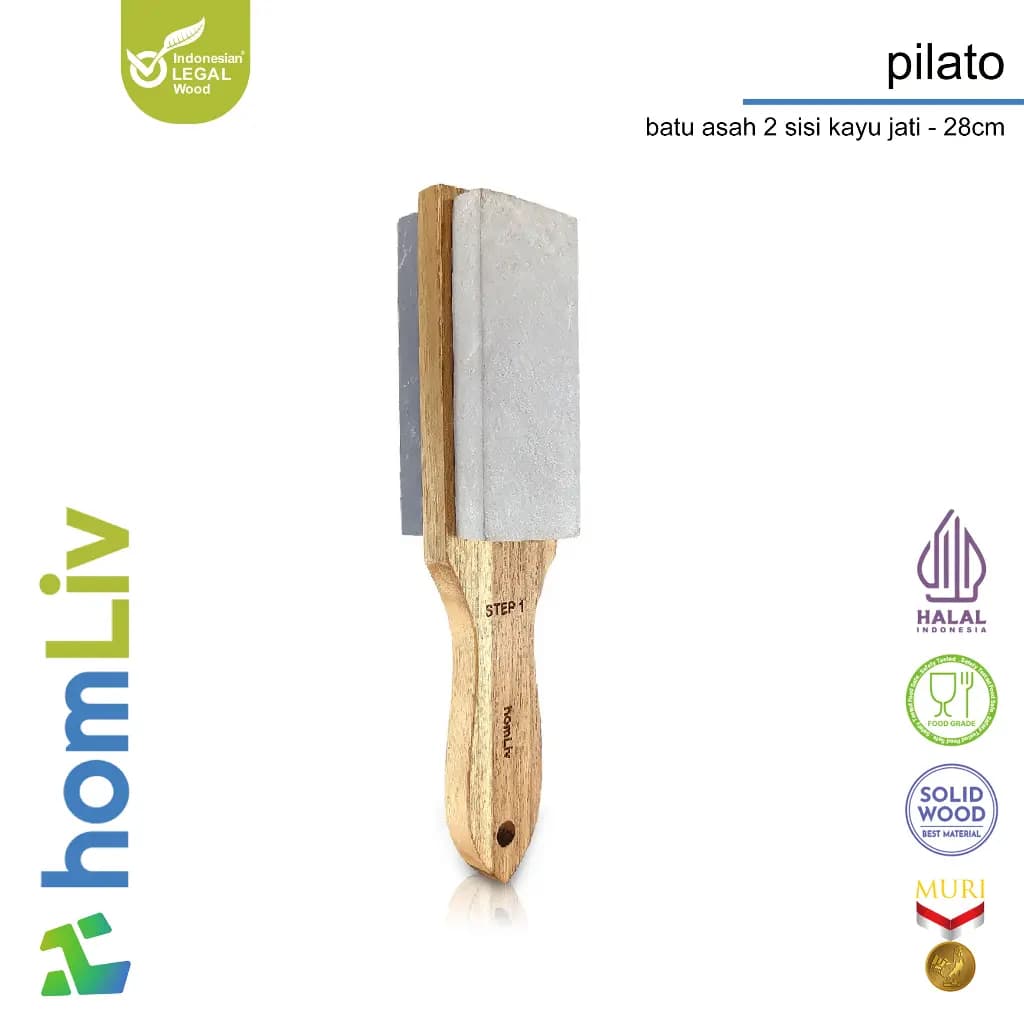 homLiv Teak Wood Knife Sharpener 28cm Pilato Wooden Whetstone Food Grade