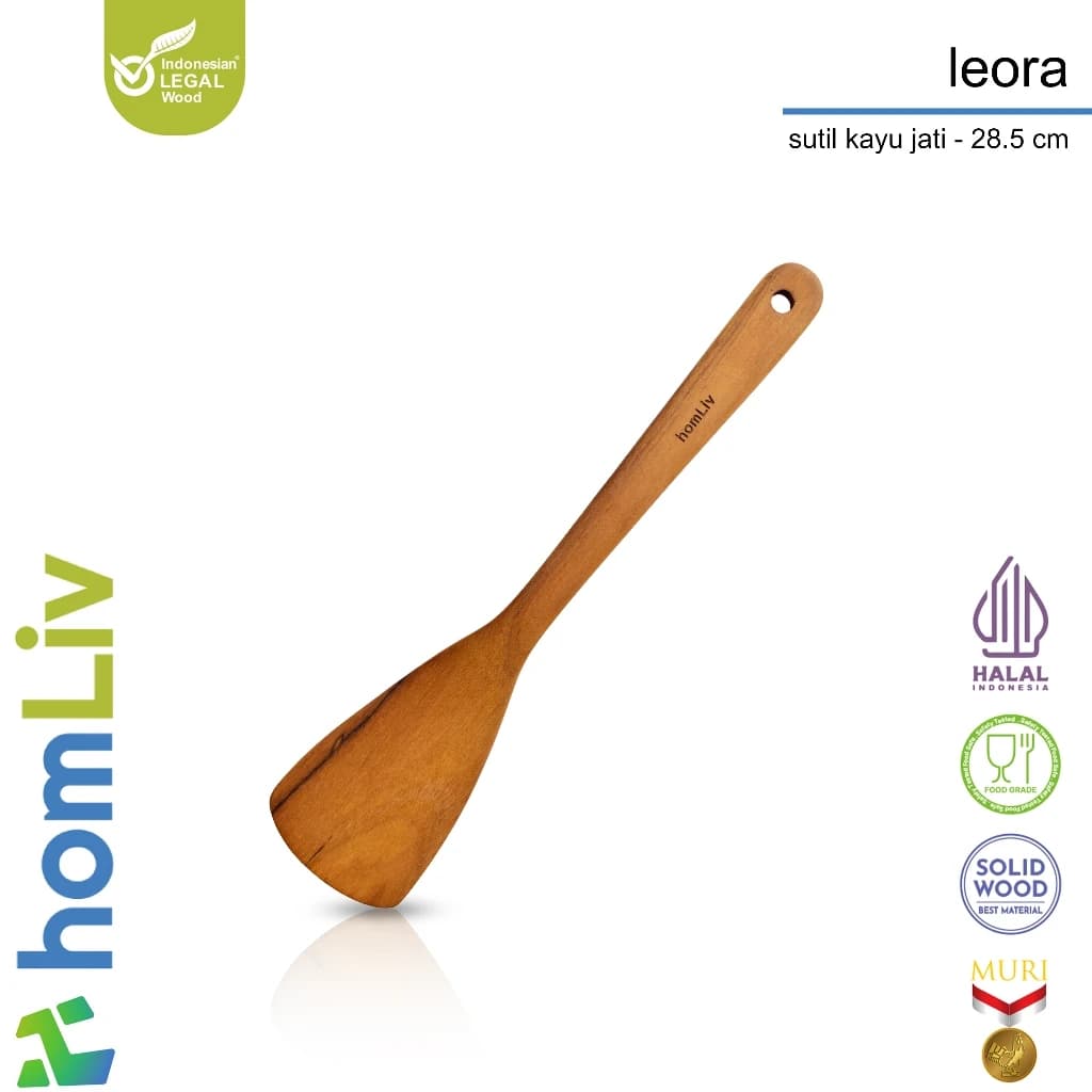 homLiv Premium Teak Wood Spatula 28.5cm Leora Food Grade